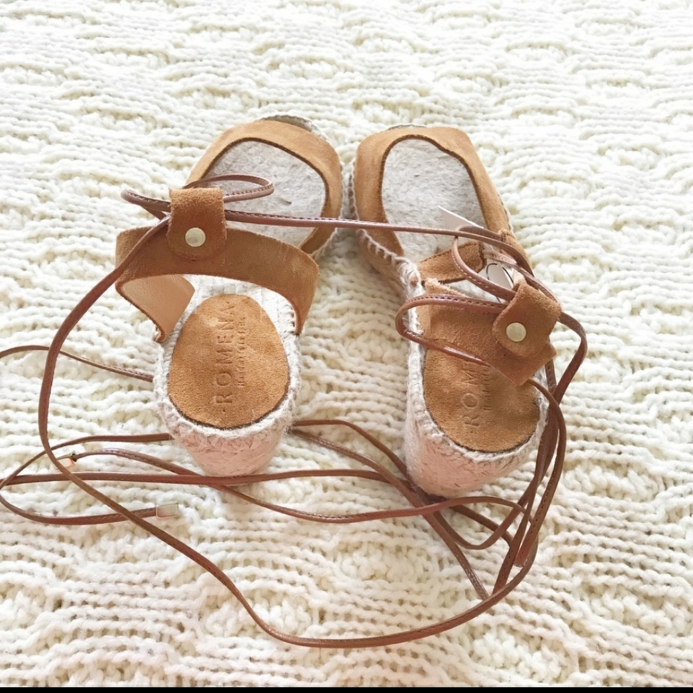 Romena genuine leather handmade lace up espadrille - Picture 3 of 5